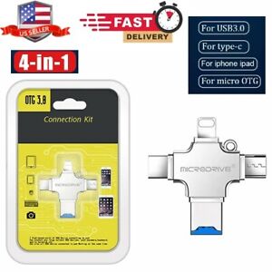 4 in 1 SD Card Reader USB Micro TF Memory Card Adapter For iPhone Android PC