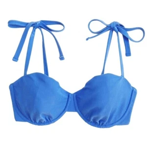 NWT Abercrombie & Fitch Curve Love Tie-Strap Underwire Bikini Top Blue Size XS - Picture 1 of 5