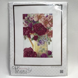 Thea Gouverneur Kreuzstich Set Rosenstrauß 3019A Blumen Krug Aida selten - Bild 1 von 15
