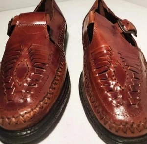 Braxton Mens 8 Brown Woven Leather Loafers - Bild 1 von 15