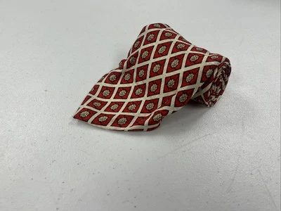 Corbata de cuello Valentino roja y beige floral y argyle de seda para hombre $295 Foto 1 de 4