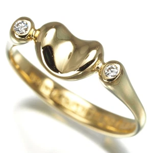 Auth Tiffany&Co. Ring Diamond Bean 2P US6.5 18K 750 Yellow Gold - Picture 1 of 4