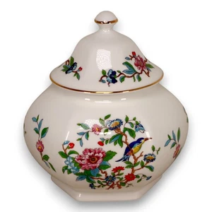 Aynsley & Sons Pembroke Gold Trim Hexagonal Ginger Lidded Ginger Birds Jar  - Picture 1 of 7
