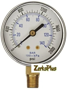 Medidor de presión 2000 PSI DRY 2" caja de acero negro montaje inferior - Imagen 1 de 1