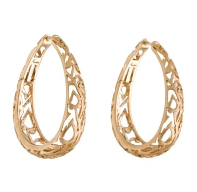 PENDIENTES ARO GRANDES POMELLATO ARABESCOS CLÁSICOS ORO ROSA 18K 18,4g 1,5” Foto 1 de 4