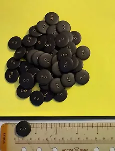 100 count, 20mm(32L) 2-hole matte black resin button with gold holes - Picture 1 of 2