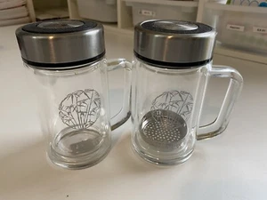 2er Set Einmachglas Becher klar Henkeltasse Trinkgläser 5" Gläser Filterdeckel - Bild 1 von 4