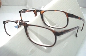 2 power +4.0 READING GLASSES Spring temple Traditional mens Reader Tortoise - Picture 1 of 3