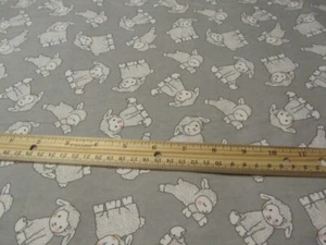 2 Yards Gray With White Sheep Toss Flannel Fabric - Picture 1 of 1