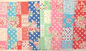 Flower Sugar Floral Collection Lecien Polka Dot Rose Patchwork Cheater Block OOP - Picture 1 of 3