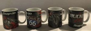 NEW! SNAP-ON TOOLS COLLECTORS GARAGE SET OF 4 COFFEE TEA MUGS HOT BEVERAGES CUPS - Picture 1 of 9