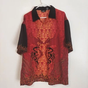 City Impact Double Fire Dragons Button Shirt Mens Size XL All Over Polyester - Picture 1 of 9