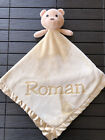 Custom Catch Plush Bear Security Blanket Lovey Satin Trim personalized w/ Roman