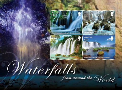 Montserrat - 2016 Waterfalls From Around the World - Sheet of 4 Stamps - MNH Cover