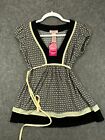 Candies Shirt Womens Small Yellow Black NWT Top Blouse Short Sleeve Tie Back