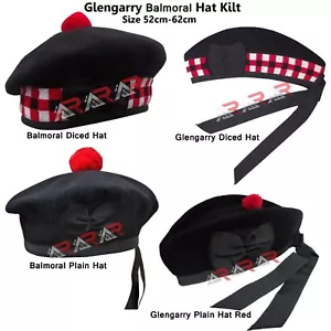Men's Scottish Glengarry Kilt Hats Diced & Plain 100% Wool Piper 52-62 AAR - Picture 1 of 5