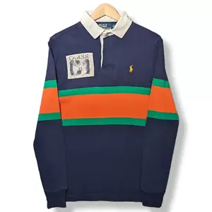 Polo Ralph Lauren C1 Rugby Shirt Mens Small Navy Custom Fit Class Rafting VTG - Picture 1 of 17