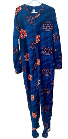 Auburn Tigers Concepts Sport Adult Footed Fleece Zip Union Suit Pajamas Size L Cover