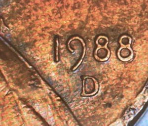 1988-D - DDO - Flared G - lincoln cent Rainbow - Picture 1 of 10