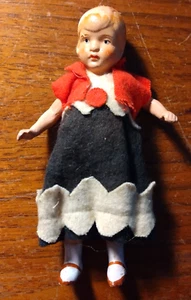 Cute Antique C. 1920's Japan Hand Painted, Jointed Bisque Doll w/Dress - Picture 1 of 4