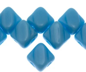 Czech Glass 6mm Two Hole Silky Beads Opaque Light Blue (40pcs) - Picture 1 of 1