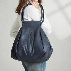 Soft Cowhide Leather Oversized Tote Bag, Premium Leather Slouchy Shoulder Bag - Picture 1 of 12