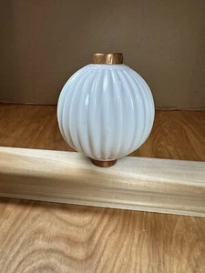 Antique Point Pleat Milk Glass Lightning Rod Ball WMG Copper Caps - Picture 1 of 3