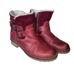 Eric Michael weinrote Leder Booties Stiefeletten Damen Größe 37 US 6 Schnalle Sher - Bild 1 von 8