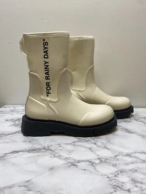 Botines de lluvia de goma con puntera redonda estampados gráficos blancos talla 12 ''42'' Foto 1 de 4