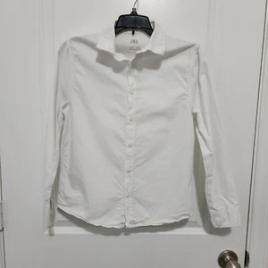 Zara Boys 12 White Cotton Button Up Shirt Longsleeve (Stain) - Picture 1 of 6