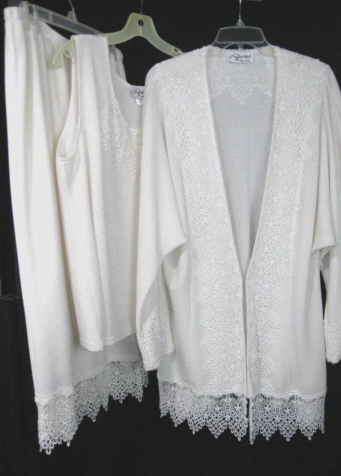 NUEVO CON ETIQUETAS Alachka 3 Piezas Madre de la Novia Falda, Tanque, Conjunto de Chaqueta Blanco 2X EE. UU.! Foto 1 de 4