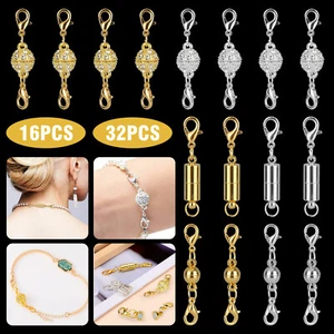 Strong Magnetic Lobster Clasps Jewelry Necklace Converter Extender Gold Silver - Picture 1 of 15