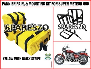 "PANNIER PAIR, YELLOW & MOUNTING KIT" Fit For Royal Enfield Super Meteor 650 - Picture 1 of 13