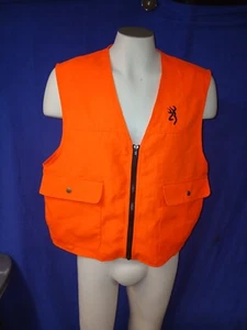 Browning Hunting Vest Orange Safety Full Zip Pockets Size Medium Vintage - Picture 1 of 4