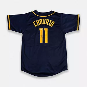 Jackson Chourio Brewers Autographed Full Name Pro Style Blue Jersey JSA COA - Picture 1 of 2