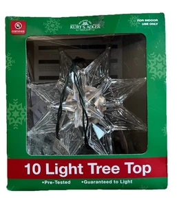 Kurt Adler Lighted CHRISTMAS TREE TOPPER Electric Clear Acrylic 10 lights - Picture 1 of 4