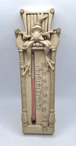 Carruth Studio Frog Prince Lady Bug Wall Thermometer 1997 Cast Stone (Works) - Picture 1 of 7