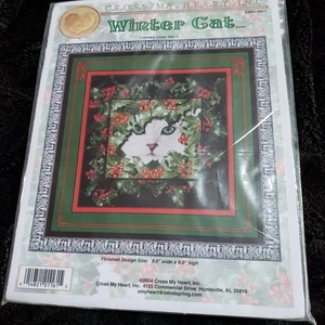Cross My Heart Winter Cat Counted Cross Kit CSBK-262-1 9" x 9" NEW - Picture 1 of 10