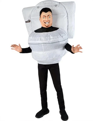 Childs Skibidi Toilet Inflatable Costume with Fan & Mesh Mask  OSFM New - Image 1 of 2
