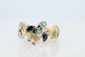 Cosmic ring. 18k and Platinum Rocket Space Planetary theme band. - Picture 1 of 9