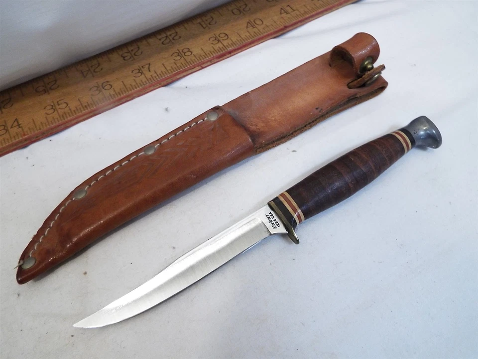Cuchillo de caza Kabar 1226 EE. UU. Aleta pequeña pájaro y trucha hoja fija funda Ka-Bar Foto 1 de 4