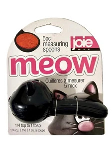 Joie Meow Black Cat Baking 5 Piece Stackable Nesting Measuring Spoons - NEW - Picture 1 of 5