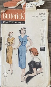 Butterick 6876 women dress vintage sewing pattern in 2 styles Size 18 Bust 36in - Picture 1 of 3