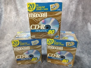 3 x Maxell CD-R Blank Media Discs 80min Packs Of 20 With Jewel Cases NEW - Picture 1 of 2