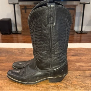 Stivali donna doppia H neri vintage pelle western pull on 51071 taglia 8 - Foto 1 di 7