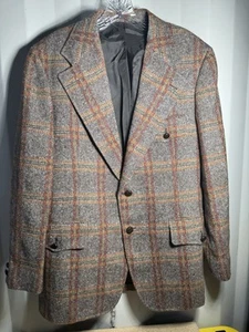 VTG Wool Cricketeer Plaid Checked Suit Jacket Blazer RARE 1950’s Retro 36/38 S - Picture 1 of 6