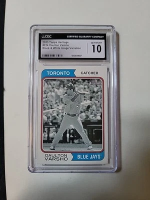 2023 Topps Heritage Baseball Daulton Varsho #244 B&W Variation CGC 10 GS1149 - Image 1 of 2
