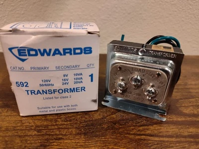 New Edwards 592 120V Transformer 8V 16V 24V  Wall Box Mounting Class 2 10VA 20VA - Image 1 of 4