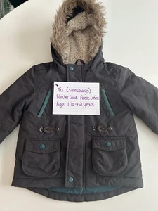 TU WINTER COAT TEDDY FLEECE LINED. EXCELLENT CONDITION AGE 1.5 To 2 YEARS. - Picture 1 of 5