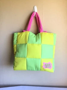 New Fruit Riot Patchwork Square Green Yellow Quilted Double Handle Tote Bag - Picture 1 of 4